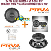2x PRV Audio 6MB200-4 v2 Midbass Car Audio 6.5" Speakers 4 Ohm 6MB PRO 400 Watt
