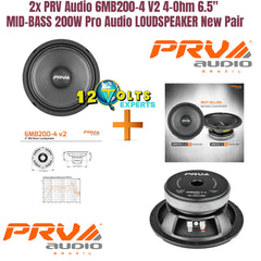 2x PRV Audio 6MB200-4 v2 Midbass Car Audio 6.5" Speakers 4 Ohm 6MB PRO 400 Watt