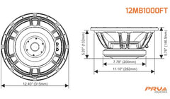 PRV Audio 12MB1000FT-4 12" Midbass Loudspeaker