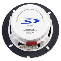 Alpine SPS-M601 110W 6-1/2" 6.5" 2-Way Type-S Marine Coaxial Speakers - Silver