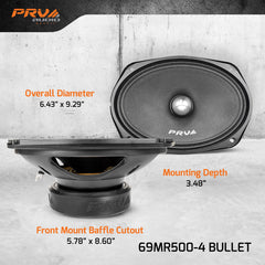 PRV Audio 69MR500-4 BULLET 6X9" Mid Range Bullet Loudspeaker