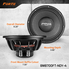 PRV Audio 8MB700FT-NDY-4 8" Midbass Neodymium Loudspeaker