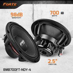 PRV Audio 8MB700FT-NDY-4 8" Midbass Neodymium Loudspeaker