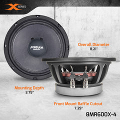 PRV Audio 8MR600X-4 8" Midrange Loudspeaker