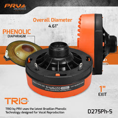 PRV Audio D275Ph-S 1" Exit Phenolic Compression Driver