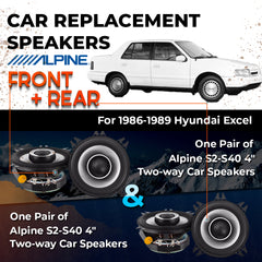 Car Speaker Replacement fits 1986-1989 for Hyundai Excel