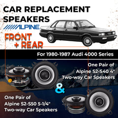 Car Speaker Replacement fits 1980-1987 for Audi 4000 Series
