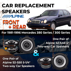 Car Speaker Replacement fits 1981-1996 for Mercedes 380 Series / 300 Series