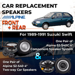Car Speaker Replacement fits 1989-1991 for Suzuki Swift