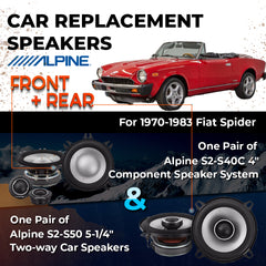 Car Speaker Replacement fits 1970-1983 for Fiat Spider