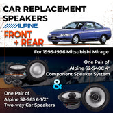 Car Speaker Replacement fits 1993-1996 for Mitsubishi Mirage