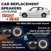 Car Speaker Replacement fits 2000-2001 for Hyundai Accent