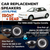 Car Speaker Replacement fits 1998-2000 for Toyota Corolla