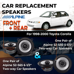 Car Speaker Replacement fits 1998-2000 for Toyota Corolla