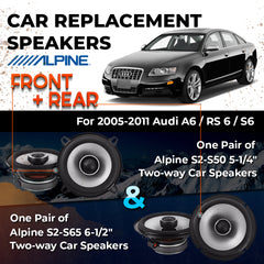 Car Speaker Replacement fits 2005-2011 for Audi A6 / RS 6 / S6