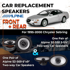 Car Speaker Replacement fits 1995-2000 for Chrysler Sebring Coupe, Sedan