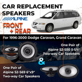 Car Speaker Replacement fits 1996-2000 for Dodge Caravan, Grand Caravan