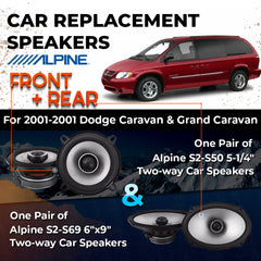 Car Speaker Replacement fits 2001-2001 for Dodge Caravan, Grand Caravan