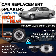 Car Speaker Replacement fits 2004-2005 for Buick Century