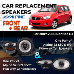 Car Speaker Replacement fits 2007-2009 for Pontiac G3 sedan