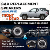 Car Speaker Replacement fits 2001-2003 for Isuzu Rodeo Sport