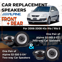 Car Speaker Replacement fits 2006-2008 for Kia Rio / Rio 5