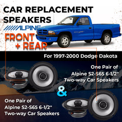 Car Speaker Replacement fits 1997-2000 for Dodge Dakota