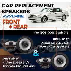 Car Speaker Replacement fits 1998-2005 for Saab 9-5