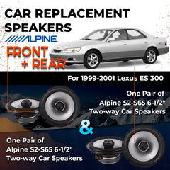 Car Speaker Replacement fits 1999-2001 for Lexus ES 300