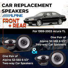 Car Speaker Replacement fits 1999-2003 for Acura TL