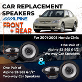 Car Speaker Replacement fits 2001-2005 for Honda Civic Coupe, Sedan