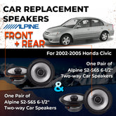 Car Speaker Replacement fits 2002-2005 for Honda Civic Hatchback