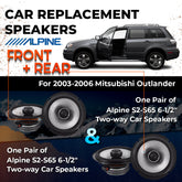 Car Speaker Replacement fits 2003-2006 for Mitsubishi Outlander
