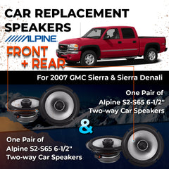 Car Speaker Replacement fits 2007 for GMC Sierra / Sierra Denali New body style Extended Cab