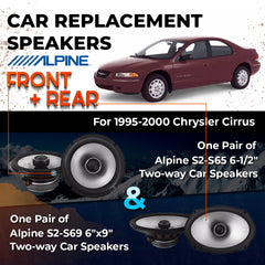 Car Speaker Replacement fits 1995-2000 for Chrysler Cirrus