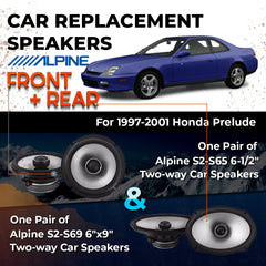 Car Speaker Replacement fits 1997-2001 for Honda Prelude