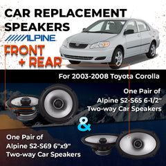 Car Speaker Replacement fits 2003-2008 for Toyota Corolla