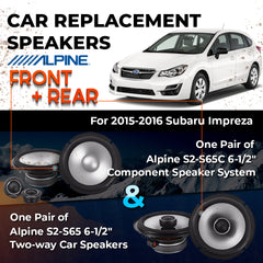 Car Speaker Replacement fits 2015-2016 for Subaru Impreza