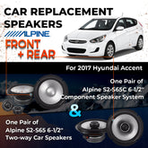 Car Speaker Replacement fits 2017 for Hyundai Accent