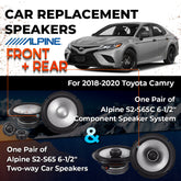 Car Speaker Replacement fits 2018-2020 for Toyota Camry w/o amp