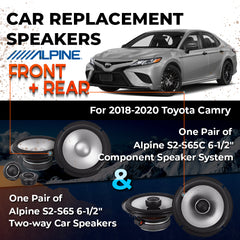 Car Speaker Replacement fits 2018-2020 for Toyota Camry w/o amp