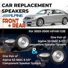 Car Speaker Replacement fits 2003-2006 for Infiniti G35 Sedan