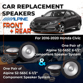 Car Speaker Replacement fits 2016-2020 for Honda Civic Coupe, Sedan