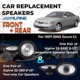 Car Speaker Replacement fits 1997-2003 for Acura CL