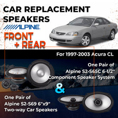 Car Speaker Replacement fits 1997-2003 for Acura CL