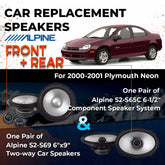 Car Speaker Replacement fits 2000-2001 for Plymouth Neon
