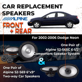 Car Speaker Replacement fits 2002-2006 for Dodge Neon