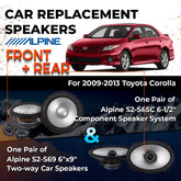 Car Speaker Replacement fits 2009-2013 for Toyota Corolla