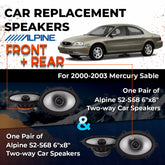 Car Speaker Replacement fits 2000-2003 for Mercury Sable