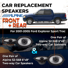 Car Speaker Replacement fits 2001-2005 for Ford Explorer Sport Trac